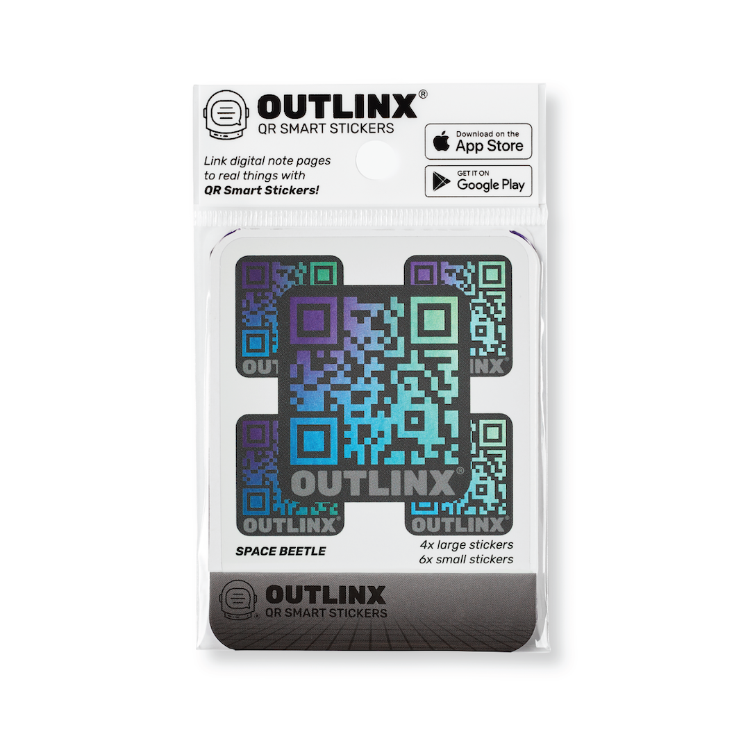 Outlinx Space Beetle QR Smart Sticker Pack, 10 stickers