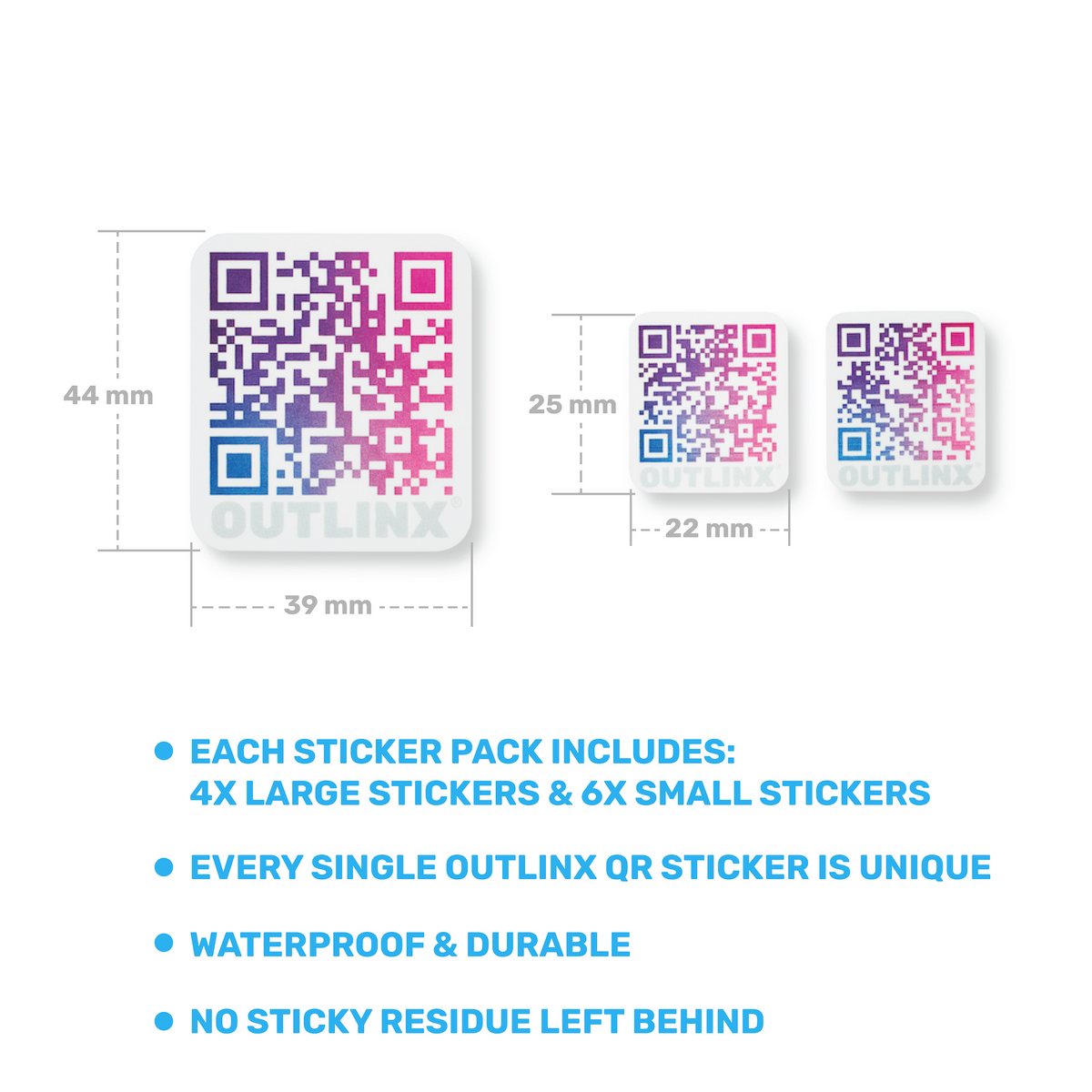 Outlinx Sunrise Nebula QR Smart Stickers, Bundle of 4 Packs, 40 stickers
