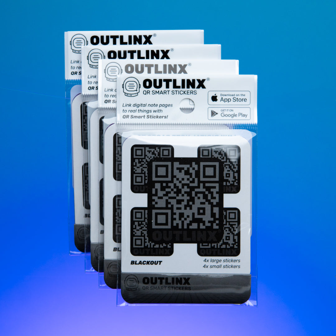 Outlinx Blackout QR Smart Stickers, Bundle of 4 Packs, 32 stickers