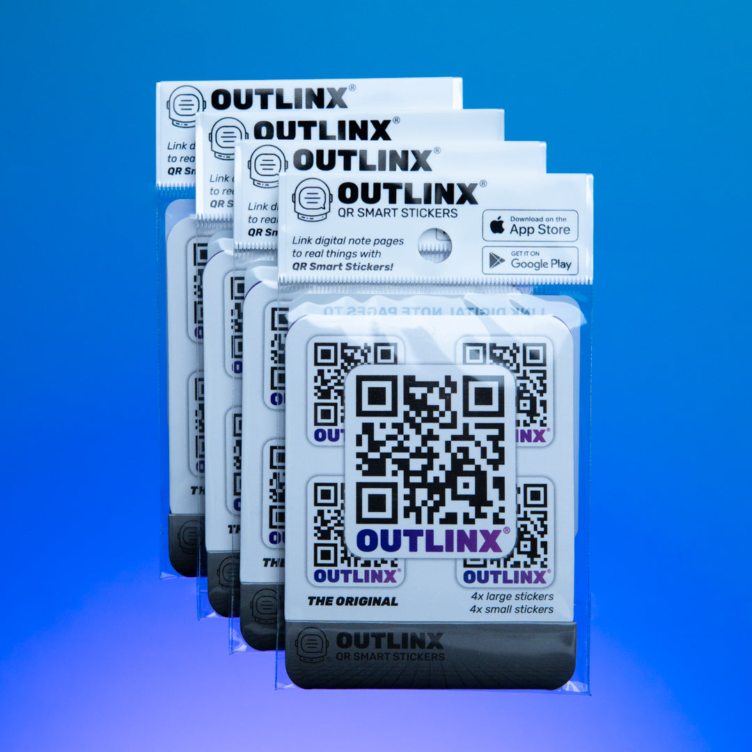 Outlinx The Original QR Smart Stickers, Bundle of 4 Packs, 32 stickers