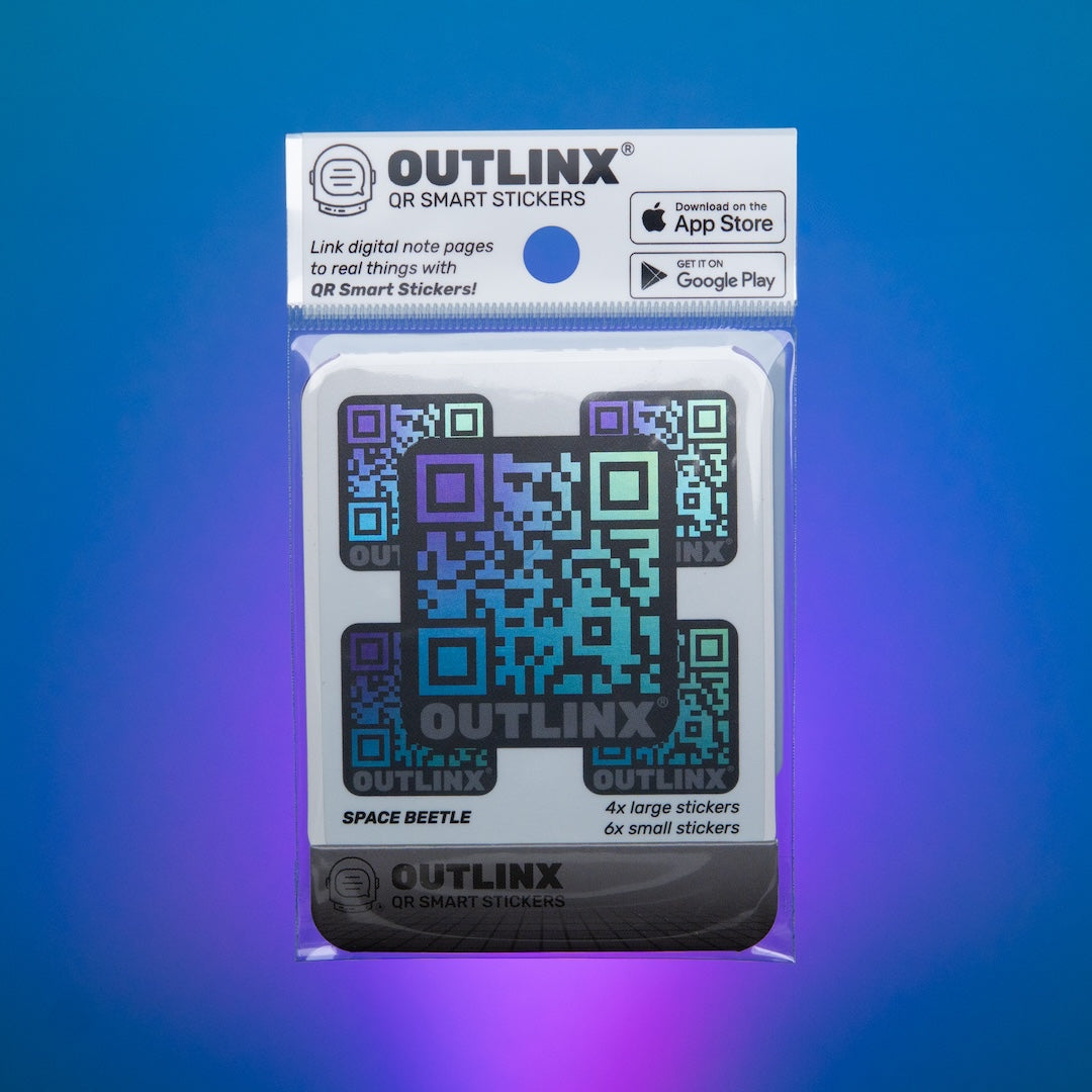 Outlinx Space Beetle QR Smart Sticker Pack, 10 stickers