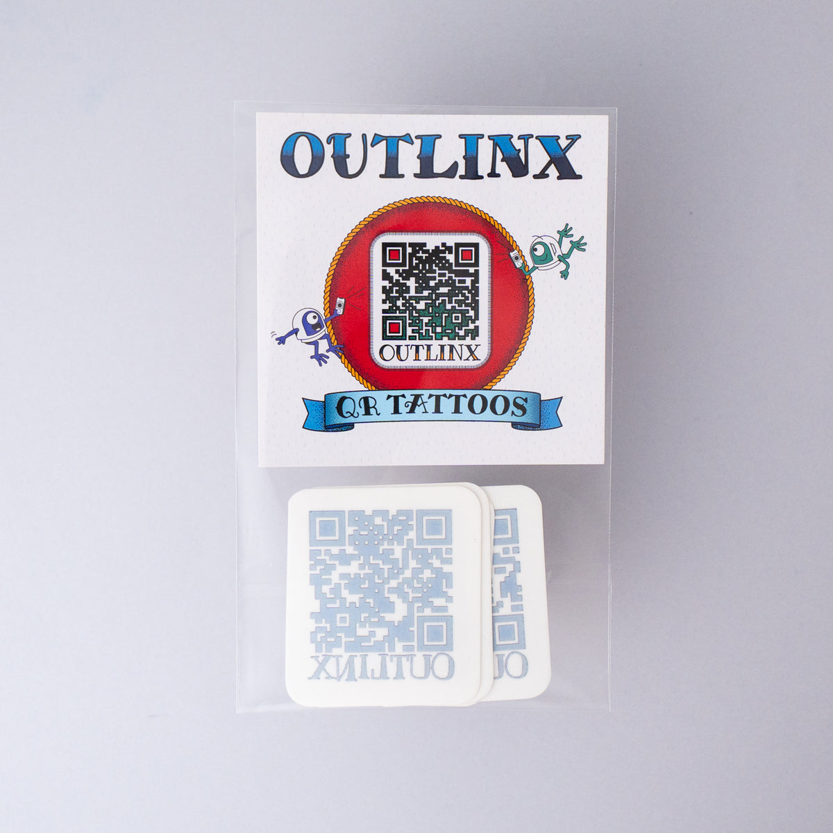 Outlinx QR Smart Tattoo Pack - Blue, 4 tattoos