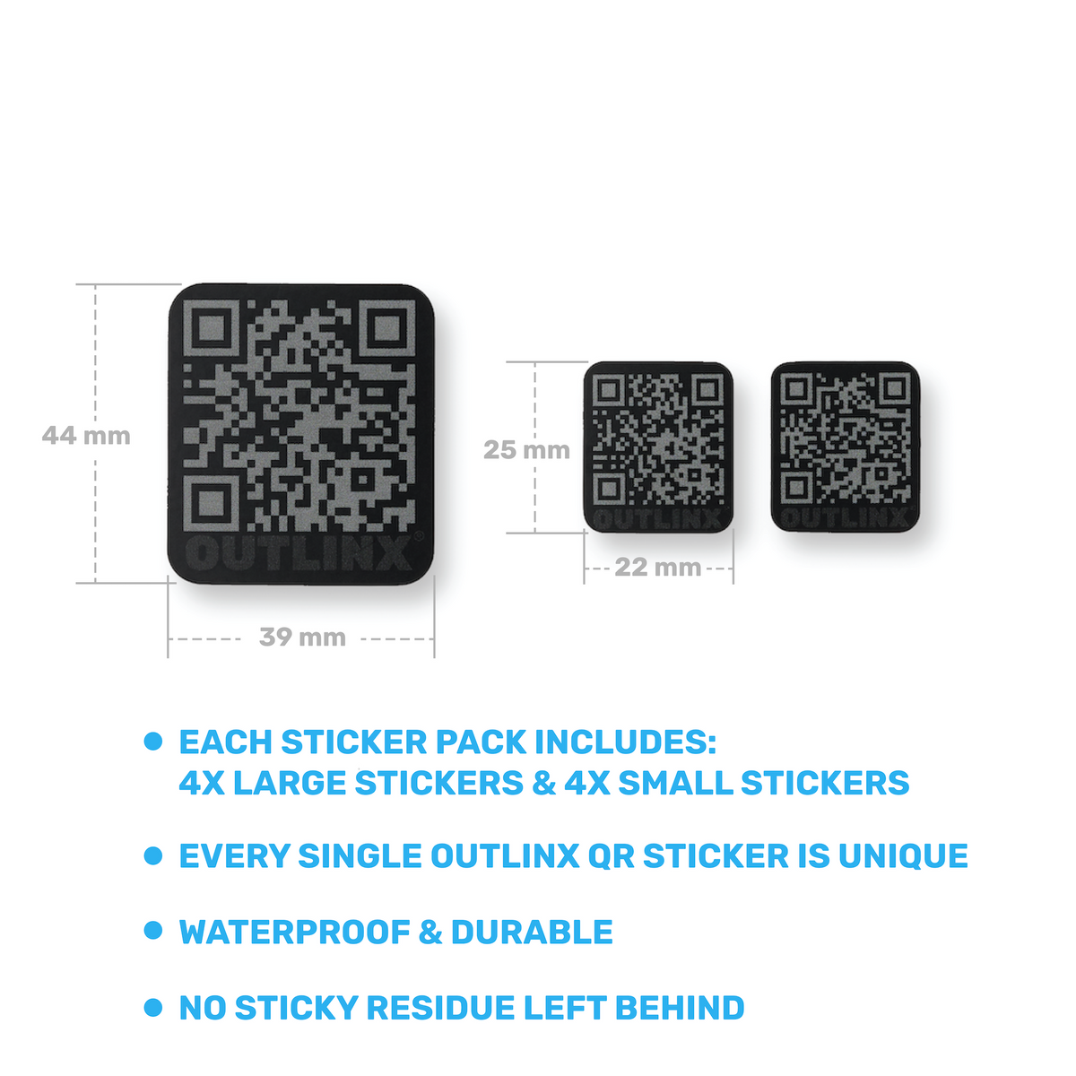 Outlinx Blackout QR Smart Sticker Pack, 8 stickers