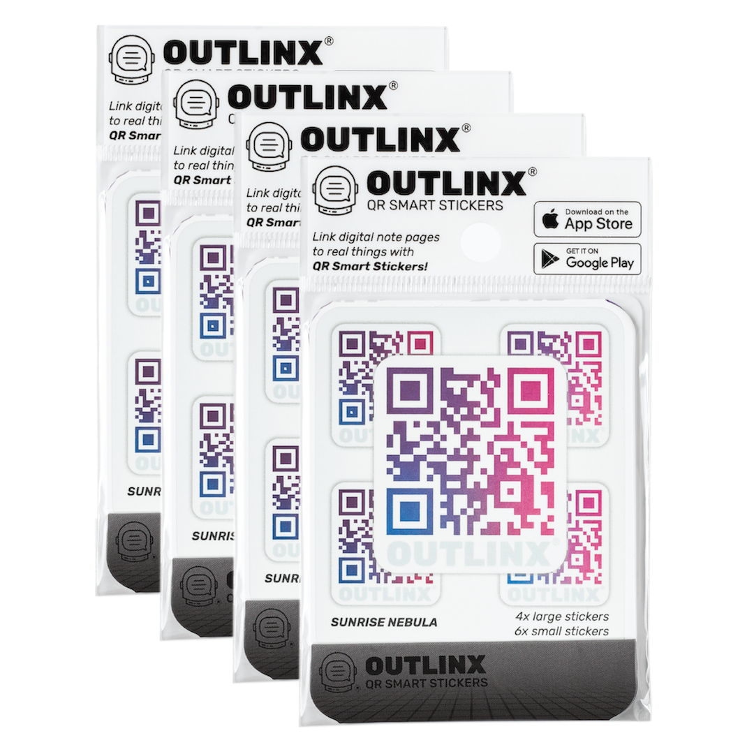 Outlinx Sunrise Nebula QR Smart Stickers, Bundle of 4 Packs, 40 stickers