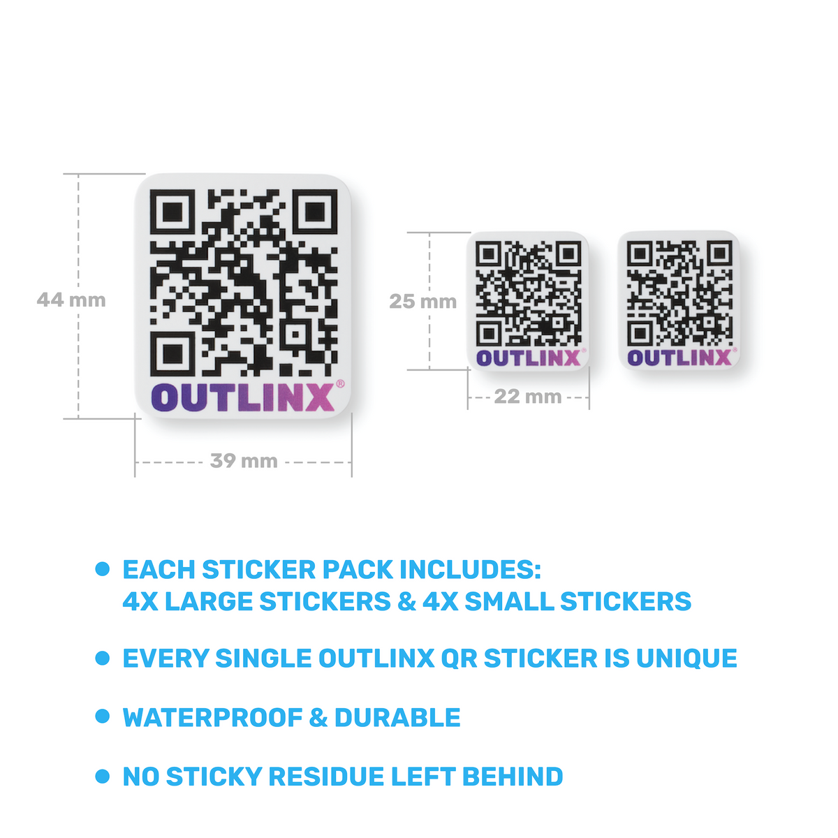 Outlinx The Original QR Smart Stickers, Bundle of 4 Packs, 32 stickers